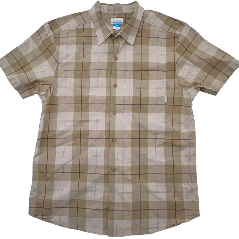 Columbia Plaid Button Up Short Sleeve Casual Shirt‎ Outdoors Size L